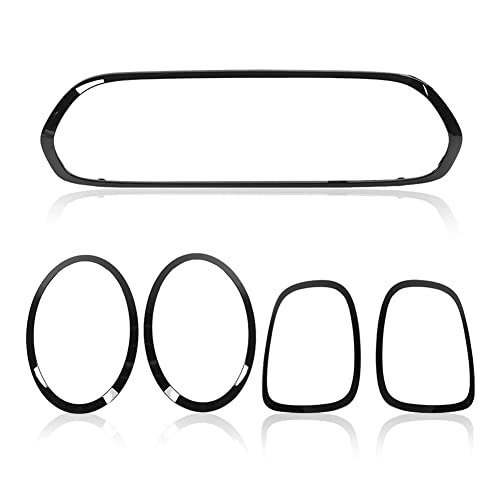 Akozon Kit de Garniture de Calandre de Phare, 5 Pièces Noir Brillant pour Phare de Voiture, Calandre de Feu Arrière pour Mini F55 F56 F57 One Cooper S JCW...