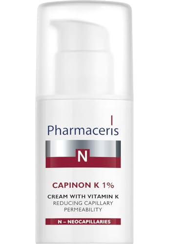 Pharmaceris N Capinon K 1%, Cream with Vitamin K, Cream for Sensitive Skin Reduces Redness, Skin Moisturiser, Soothing Cream - 30 ml
