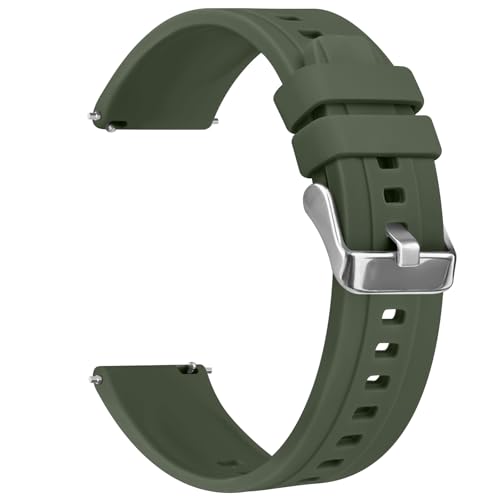 Vancle Correa de Reloj de Repuesto de Silicona, 22mm Correas de Reloj para Hombre y Mujer, con Pulseras de Repuesto de 22mm de Liberación Rápida, Verde Oscuro