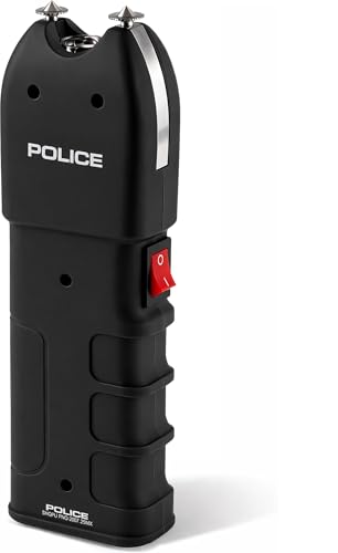 POLICE Stun Gun for Self Defense 928 - High Voltage Rechargeable with LED Flashlight, Compact & Heavy Duty, Personal Security for Women & Men - Black