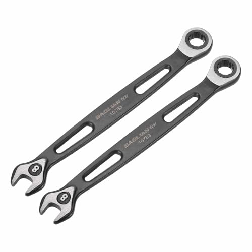 HARFINGTON 2pcs Ratcheting Combination Wrench 8mm Metric 12 Point CR-V Electrophoresis Double Box Open-Ended Ratchet Wrenches with 72 Tooth 5° Swing Industrial Grade Spanner Tool for Repair