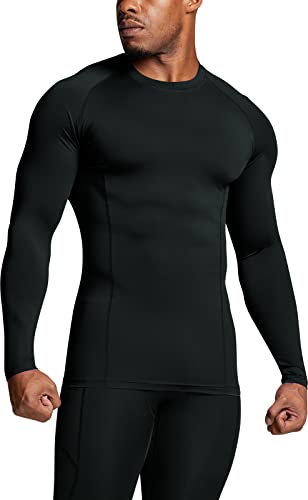 Athlio Men's Upf 50+ Long Sleeve Compression Shirts, Water Sports Rash Guard Base Layer, Athletic Workout Shirt, 3Pack Black/Black/Black, X-Large #TOP7