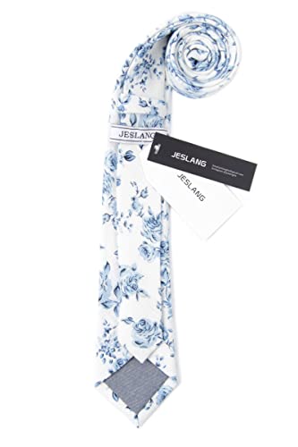 Image of JESLANG Men's Cotton Printed Floral Tie 2.56 inch Skinny Narrow Necktie Various Designs