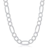 Cadena de Plata u2013 Figaro para Hombres y Mujeres Collar de Ley 925 Real 40 a 76 cm de Largo Ideal para Uso Diario, Ocasiones Especiales