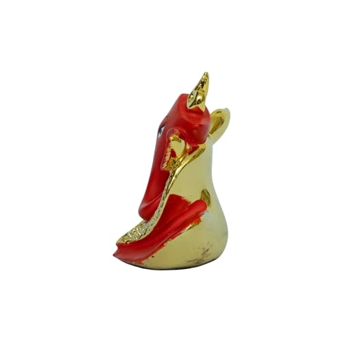 Image of Heart Ganesha - 24kt Gold Plated Idol for Car Dashboard, Pooja Room, Office,Gift & Home Temple | Ganesha Idol for Positivity & Prosperity | Height 2.5 Inch