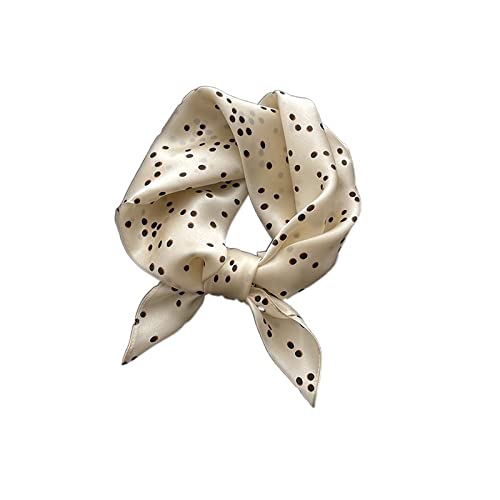 Pañuelo de seda cuadrado pequeño con estampado de lunares finos para mujer, ideal para primavera y otoño.
