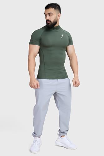 Image of Men Half Sleeves Slim Fit Compression High Neck Sports and Gym Tshirt