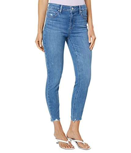 PAIGE Women's Hoxton Crop High Rise Skinny in Bliss Distressed