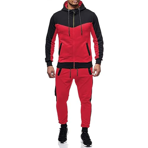 Image of Marine Royal Track Suits for Men Set Full Zip Sweatsuit Outdoor Jogging Men Tracksuits