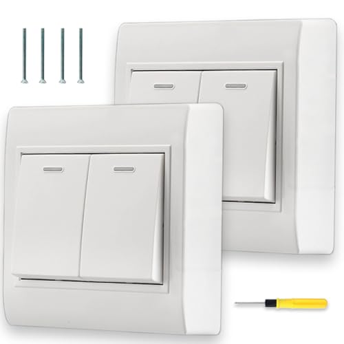 Acmerota Interrupteur mural double à montage en surface, 25 mm, 10 A, interrupteurs lumineux hauts, interrupteur mural double à 2 voies, interrupteur mural...