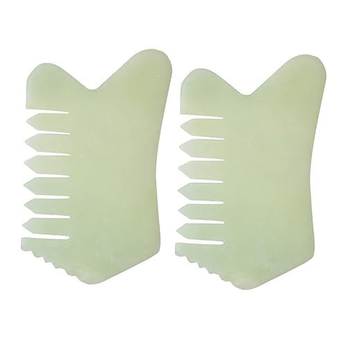 Peigne de massage jade naturel FRCOLOR contre le stress crânien et pour stimuler les cheveux