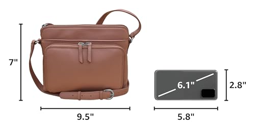 Image of ili New York Genuine Leather Crossbody Bags for Women - Premium RFID Blocking Shoulder Bag Organizer with Adjustable Strap