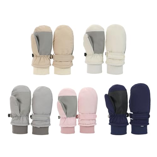 Guantes de esquí para niños pequeños impermeables y gruesos 4