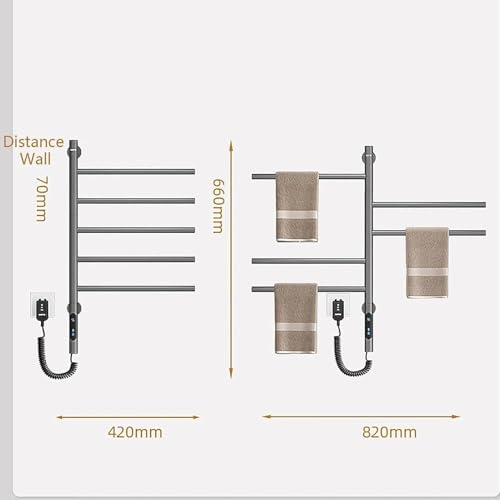 Toallero eléctrico calefactable de acero inoxidable con 5 barras de diseño 6