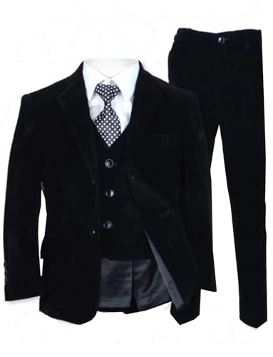 Costume en Velours 3 Pièces Garçon Coupe Premium à Simple Boutonnage de Fête