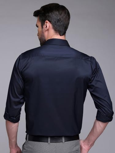 Image of IndoPrimo Men's Satin Shirt with Spread Collar Neck Line Solid Pattern Full Sleeves Regular Fit Western Style and Standard Length