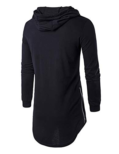 Mens Hipster Long Sleeve Side Zipper Hooded Shirt Pullover Sweatshirt2