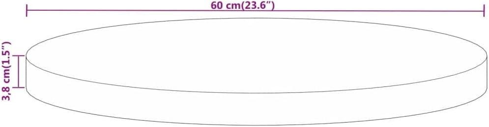 vidaXL Round Solid Wood Dining Table Top Ø 24 in Rustic Mango Finish | Natural Look for Indoor and Outdoor Use Durable Craftsmanship Unique Texture Design Wooden Replacement Furniture