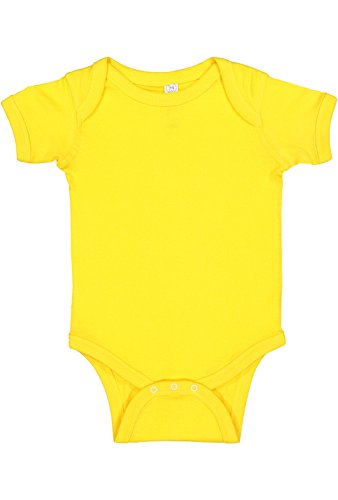 RABBIT SKINS Infant Baby Rib Bodysuit, Yellow, 6m