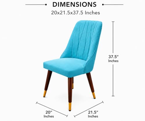 Image of WOODEN SPACE 4 Seater Wooden Dining Table Set | Urban Marble Top Dining Table with Chairs for Dining Room & Kitchen (Modern Frontline Sky Blue) (54 x 36 x 30 inch)