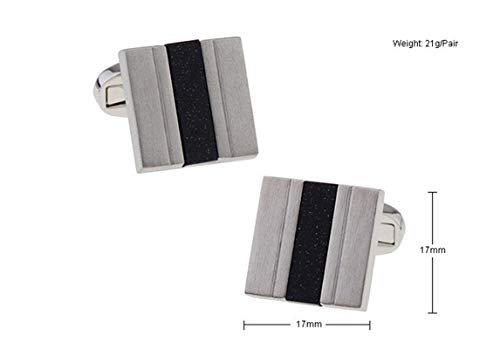 Mancuernillas cuadradas plateadas para hombre elegante miniatura 2