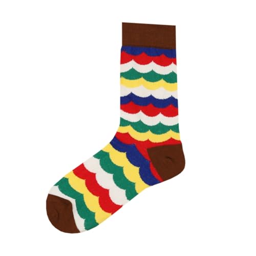 1 Pair Women's Mid-Calf Striped Socks - Comfortable Cotton Blend Knit, 3 Pattern Options - Main Image