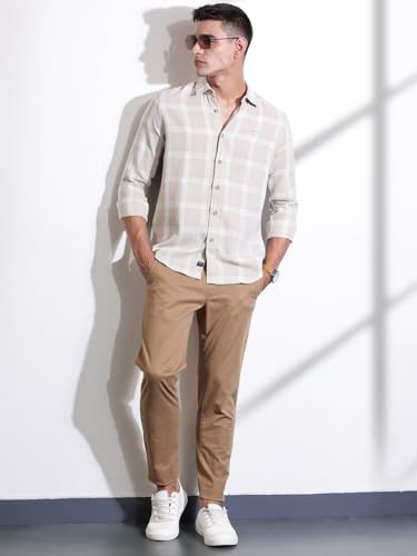 Image of Thomas Scott Men's | Checks | Full Sleeve | Slim Fit | 100% Cotton | Spread Collar | Casual Shirt