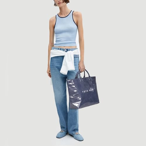 Image of PVC Tote Bag for Women Waterproof Plastic Jelly Tote Letter Print Hobo Handbag for Travel, Gift