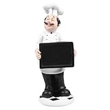 EXHUMKY Kochfigur Weiße Statue im Europäischen Stil aus Kunstharz Kleiner Kochskulptur als Dekoratives Kochornament für Bäckerei und Bistro für Restaurant und Zuhause