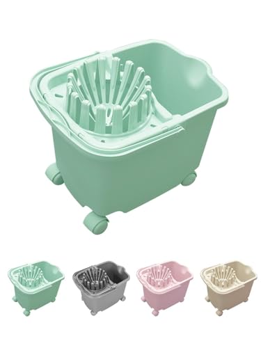 JARDIN202 - Cubo de Fregona 15 L con 4 Ruedas Rectangular para Suelo | Cubo de Fregar con Escurrefacil 29x40x32 cm | Verde