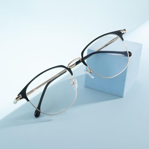 Image of Blue Light Blocking Glasses for Men Anti-Fatigue Computer Monitor Gaming Glasses Prevent Headaches Glasses, Oval Black /Gold