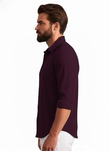 Image of Amazon Brand - INKAST Men's Casual Button Down Shirts Long Sleeve Linen Shirt Fashion Textured Beach Summer Shirt