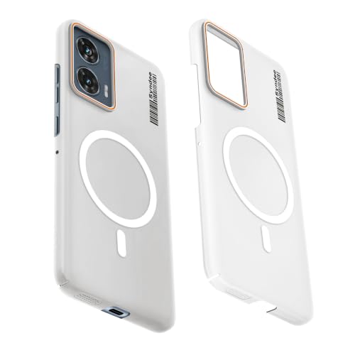 Image of Mr. Case Back Cover for Motorola Moto Edge 50 Fusion 5G Sleek Frosted Translucent Back Only Compatible with Wireless Magnetic Accessories | Anti-Scratch Shockproof Phone Case - White