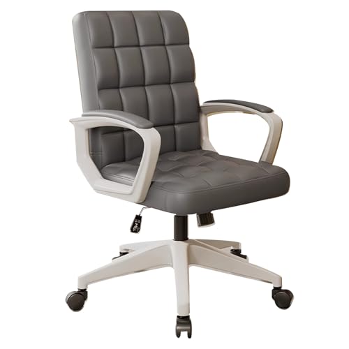 LYXXJRYBHD Silla Oficina de Cuero Sintético, Silla Escritorio de Escritorio con Respaldo Alto y Reposabrazos Ajustables, Cómodas Sillas Giratorias para El Hogar y la Oficina(Gray)
