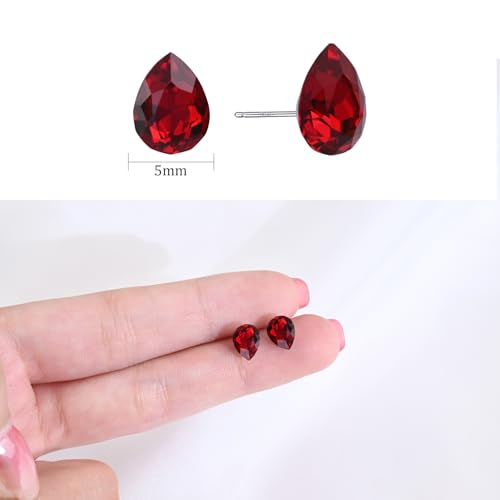 925 Sterling Silver Teardrop Ruby Stud Earrings Red Birthstone Earrings for Women Hypoallergenic Gemstone Earrings for Sensitive Ears3