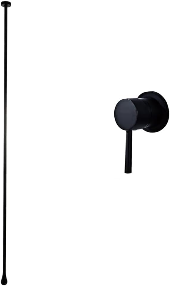 Image of BASSINO Ceiling Mounted Faucet Premium Pedestal Tabletop Basin Ceiling Shower Mixer Tap for Bathroom 63 Inches Modern Vertical Shower Pipe with Control Valve for Spa & Designer Bathrooms Black