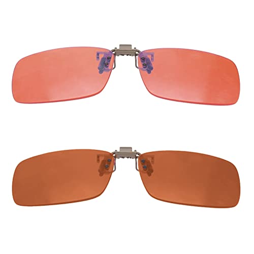 BRADDELL Indoor FL-41 Rose & Outdoor FL-60 Clip-on Fit-over Blue Blocking Migraine Computer Reading Glasses for Light Sensitivity, Photophobia and Fluorescent LED Lighting