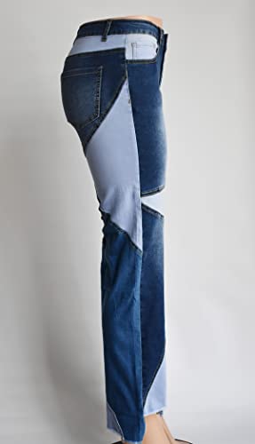 Women Straight Leg High Waist Patch Jeans Pants Stretchy Y2K Boyfriend4