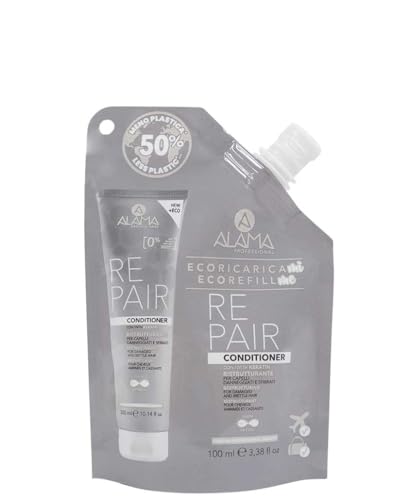 Alama Professional Eco-Refill Repair Conditioner, per Capelli Danneggiati e Sfibrati,100ml