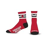 For Bare Feet NBA CHICAGO BULLS 5 Stripe Logo Quarter Sock Team Color Large