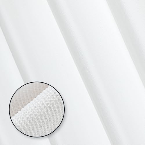 Amazon Basics Chenille Room Darkening Curtains, Light Filtering Window Drapes for Bedroom and Living Room, 2-Panel Set with Grommets, 42" W × 63" L, White Solid - image 3