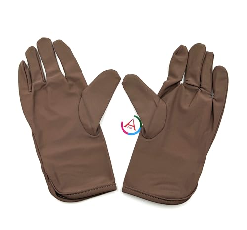 Image of Aone Premium Microfiber Lint Free Brown Hand Gloves 1 Pair Anti-Smear /Anti-Fingerprint for Quality Check /Scratch-free Handling for Jewellery /Diamond /Gemstone, Watch Boutique, Sun & Dust Protection