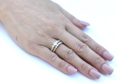 1.35ct CZ Gold IP Stainless Steel WOMENS WEDDING/ENGAGEMENT RING SET3