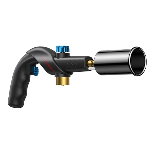 Image of ThermoMaven Powerful Propane Torch, Charcoal Torch Lighter, Sous Vide Cooking Torch, Culinary Kitchen Torch, Flamethrower Lighter, Blow Torch (Tank Not Included)-Black & Blue