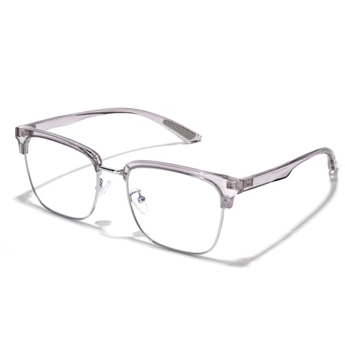 Image of ZanyLen Blue Light Glasses Men Rectangle Large Browline Computer Gaming Glasses