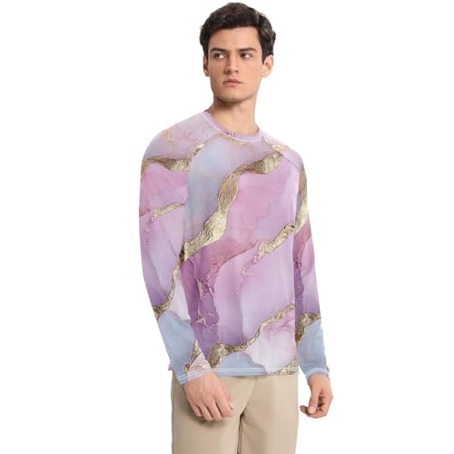 Marble Pink Silver Men's UPF 50+ Lightweight Comfort Long Sleeve UV Sun Protection Summer3