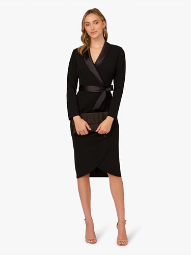 Adrianna Papell Women's Knit Crepe Tuxedo Wrap Dress4