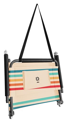 Image of Neso Beach Chairs - Lightweight, Portable and Foldable Recliner Beach Chairs for Park, Camping and Outdoor Adventures - with Slip Pockets and Shoulder Strap - 2 Pack - Rainbow - XL