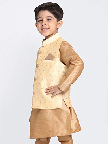 Image of JBN Creation Boys' Gold Silk Blend Nehru Jacket (VASBJ009GO, for 18-24 Months)