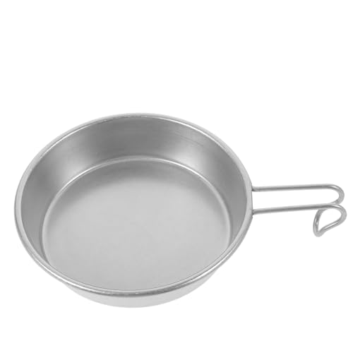 Garneck Camping Accessory Portable Stainless Steel Bowl with Handle Easy to Hang and Store